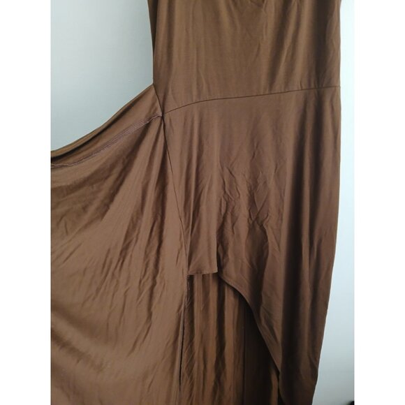 Reformation Womens M Brown Kalia Wrap Midi Dress Sleeveless Bodycon Tie Waist - Picture 8 of 10